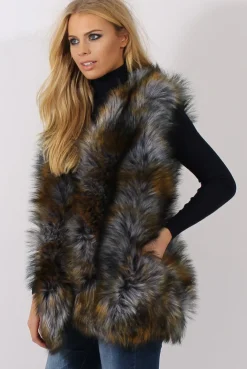 Rebellious Fashion Greyish Blue Faux Fur Gilet - Demi