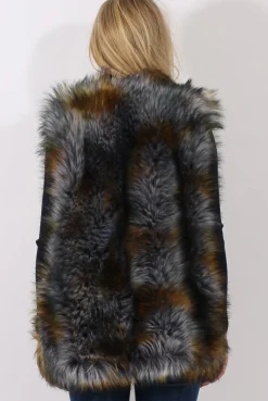 Rebellious Fashion Greyish Blue Faux Fur Gilet - Demi