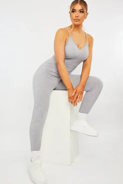 Rebellious Fashion Grey Jersey Scoop Neck Jumpsuit - Kadia