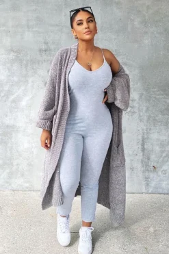 Rebellious Fashion Grey Jersey Scoop Neck Jumpsuit - Kadia