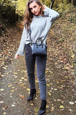 Rebellious Fashion Grey Knit High Neck Jumper - Jaelynn