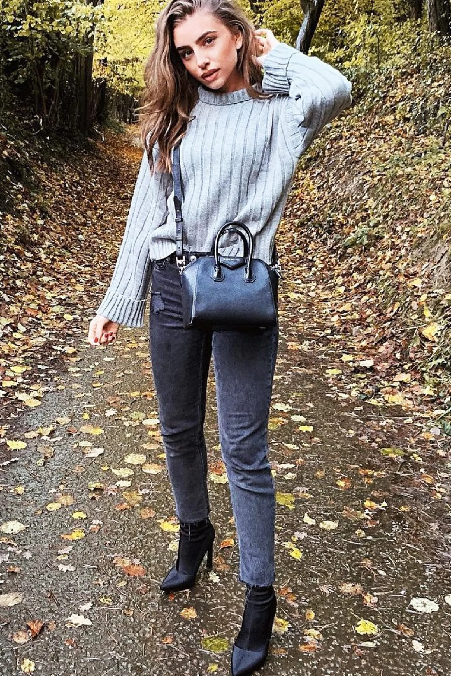 Rebellious Fashion Grey Knit High Neck Jumper - Jaelynn