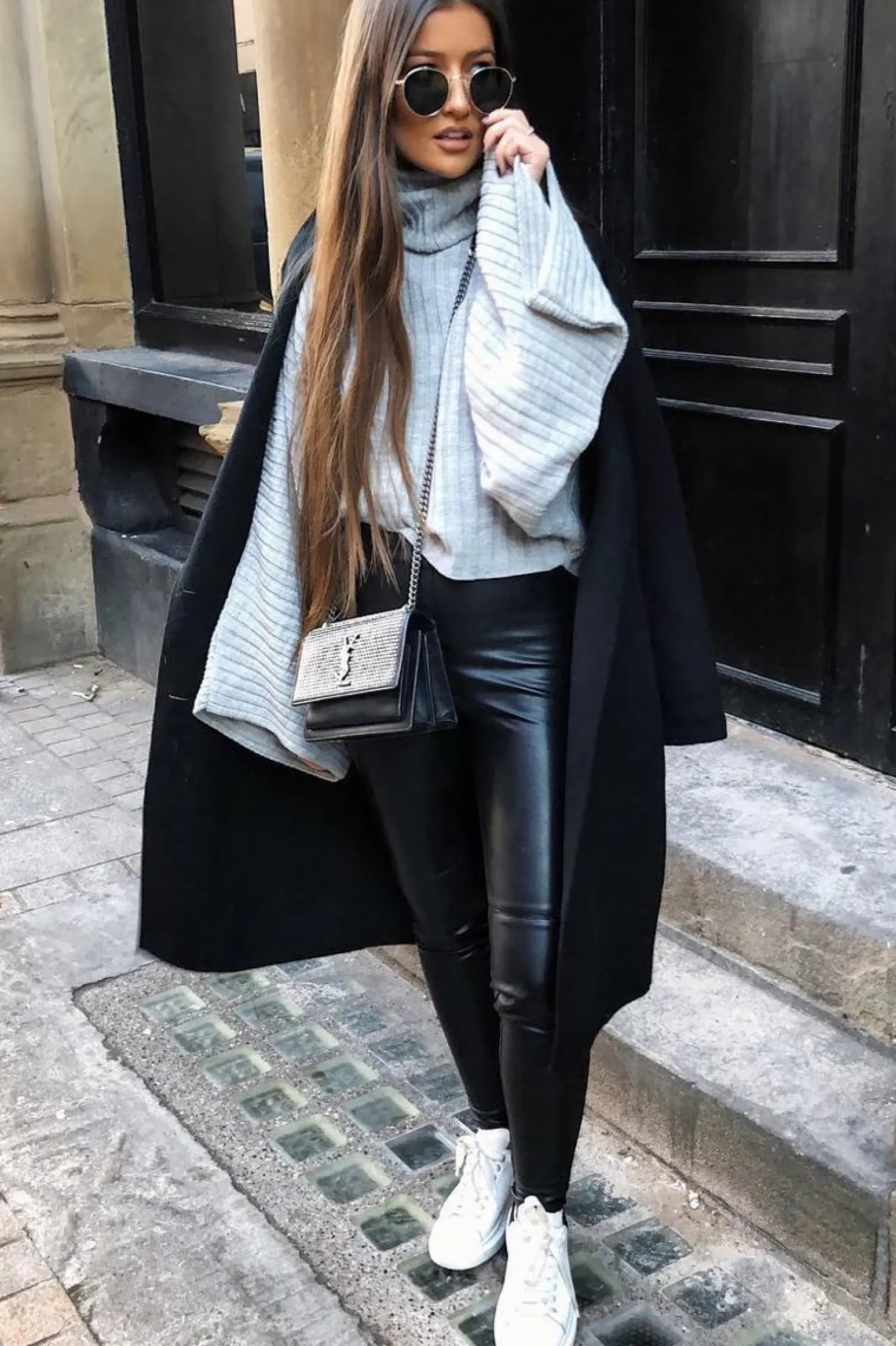Rebellious Fashion Grey Knit Roll Neck Batwing Jumper - Fallon
