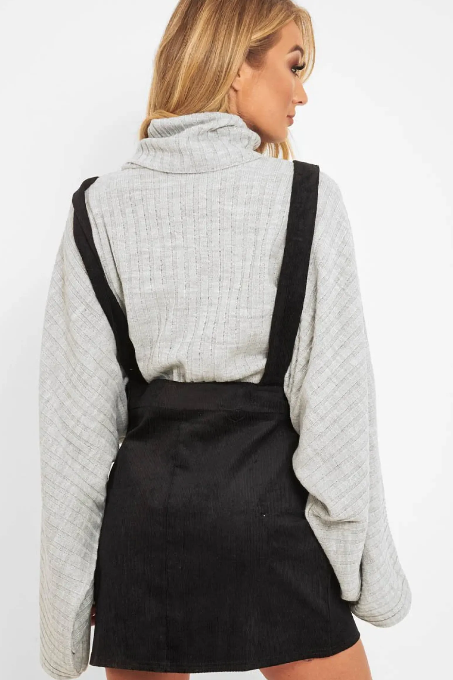 Rebellious Fashion Grey Knit Roll Neck Batwing Jumper - Fallon