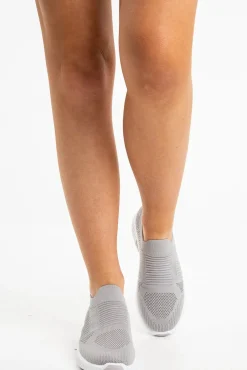 Rebellious Fashion Grey Knit Slip On Chunky Sole Trainers - Fynlee