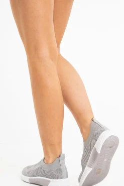 Rebellious Fashion Grey Knit Slip On Chunky Sole Trainers - Fynlee