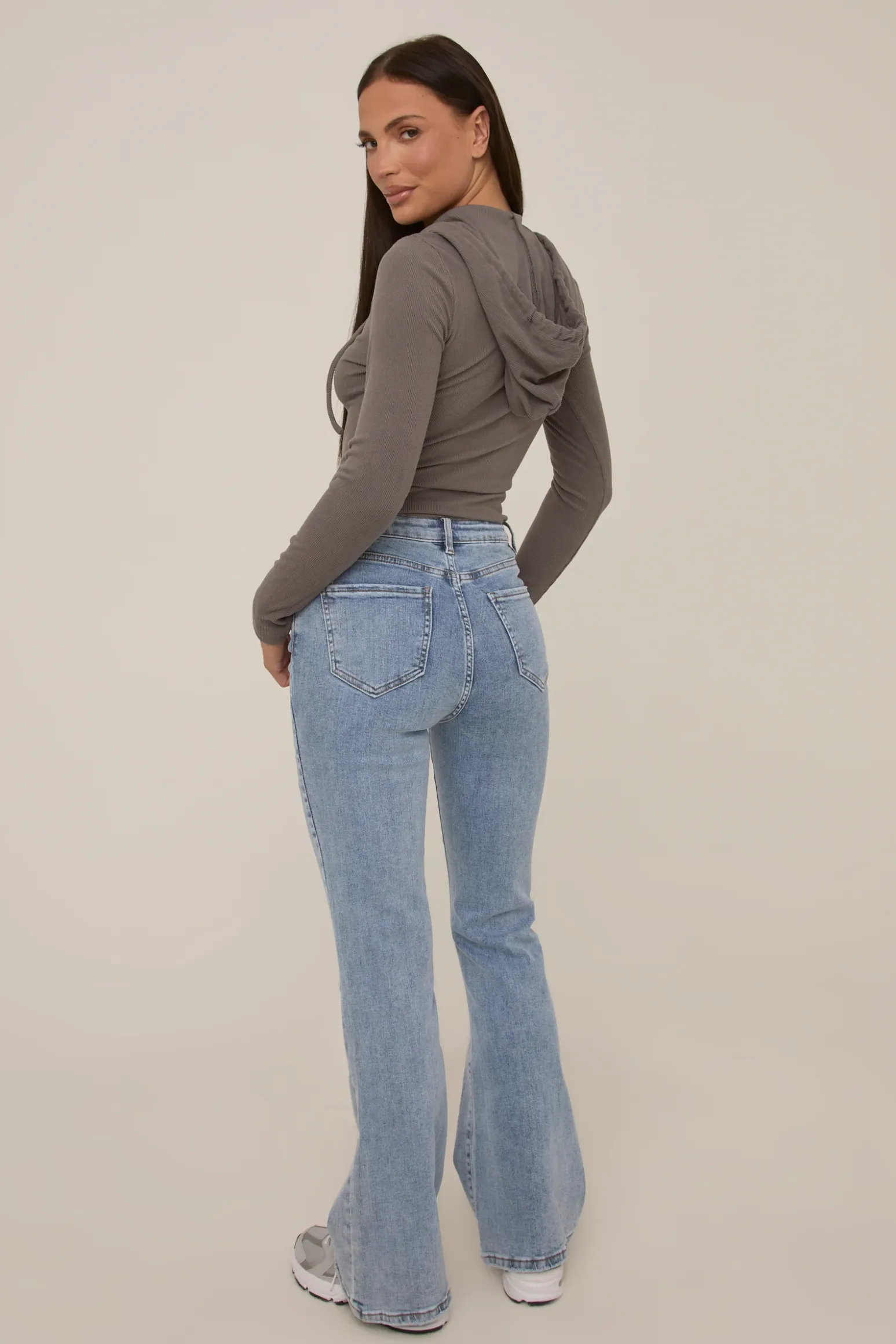 Rebellious Fashion Grey Knitted Hooded Bodysuit - Peony