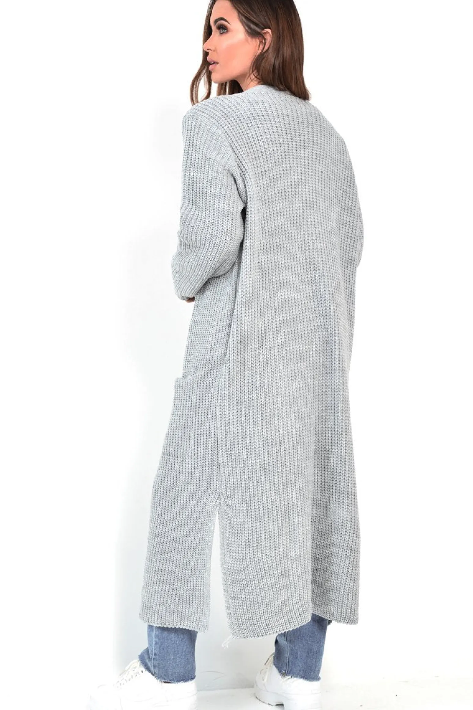 Rebellious Fashion Grey Knitted Longline Cardigan - Jadamarie