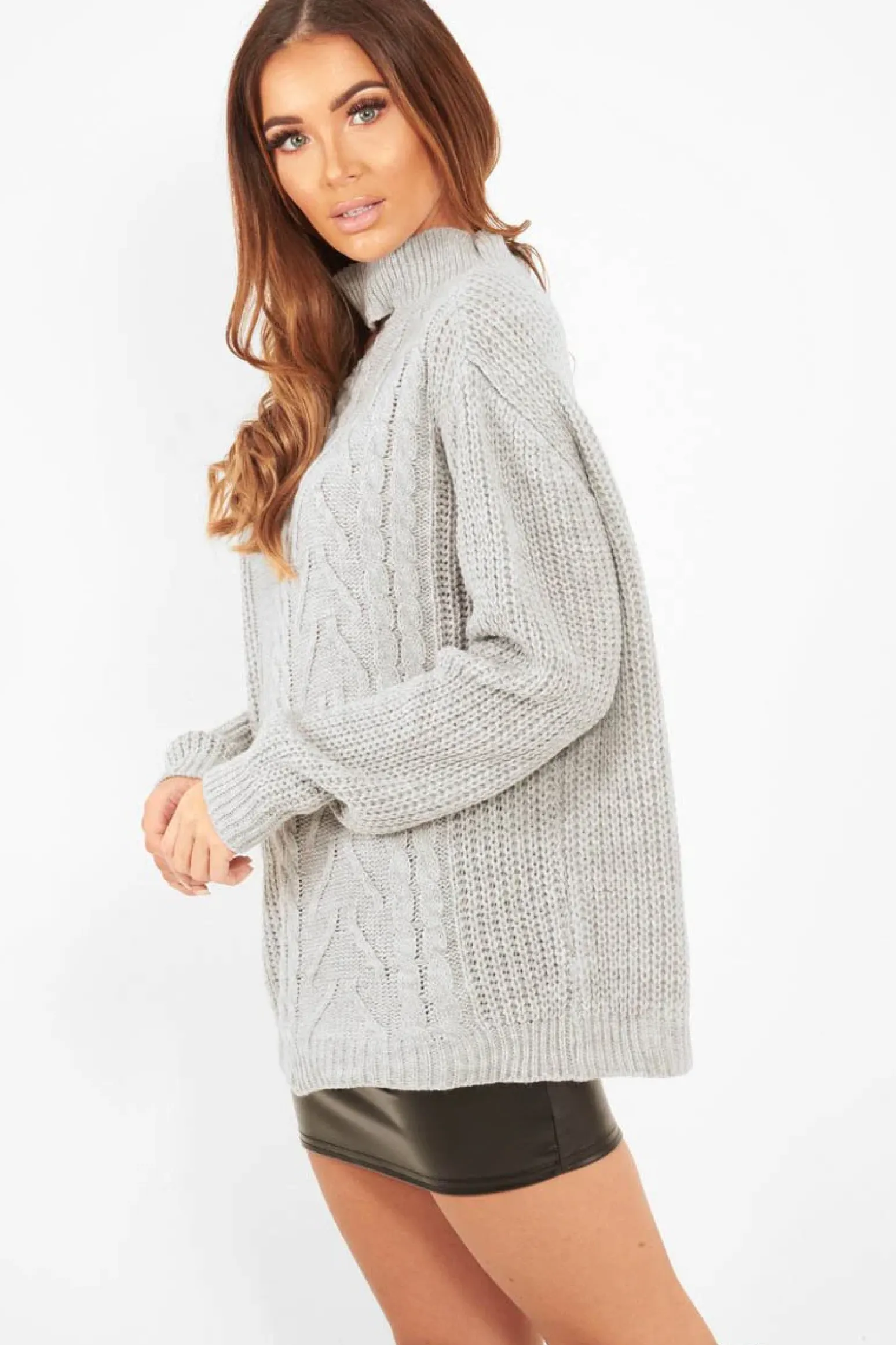 Rebellious Fashion Grey Knitted Slash Neck Off Shoulder Jumper - Hazel