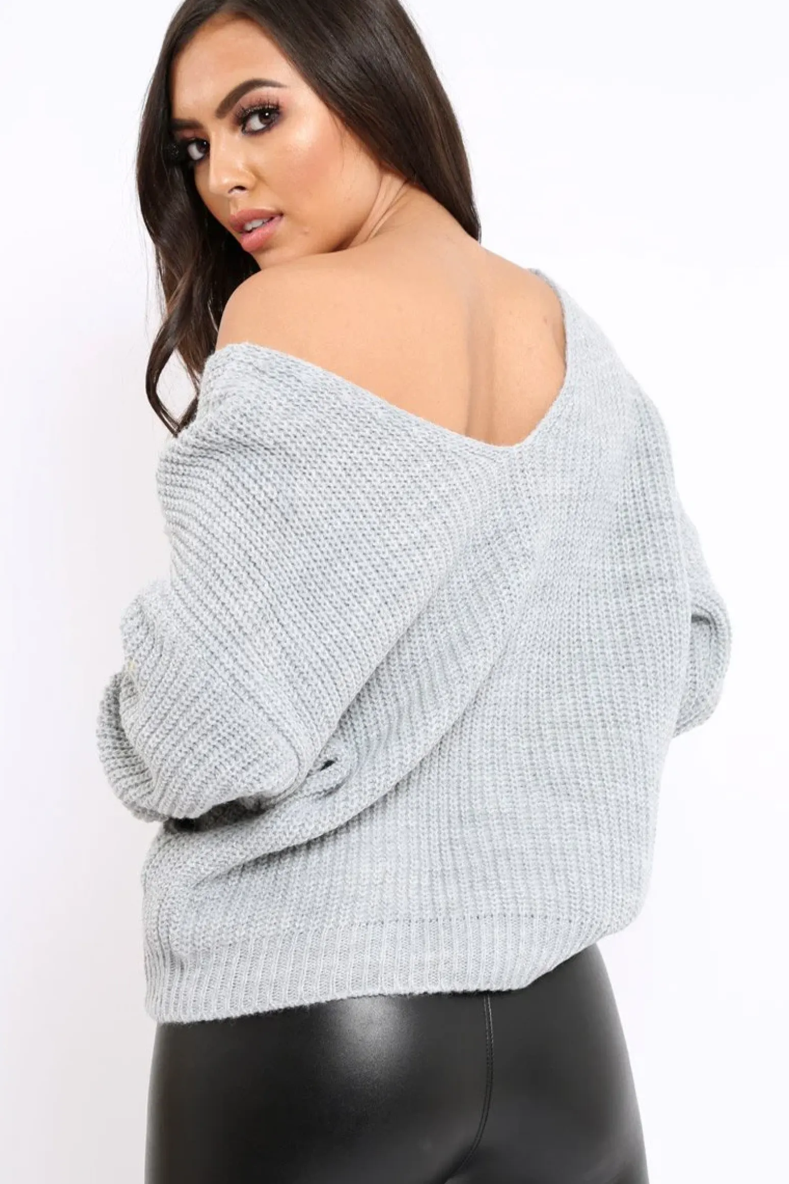 Rebellious Fashion Grey Knot Knit Jumper - Kerri