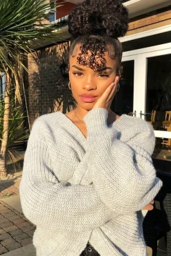 Rebellious Fashion Grey Knot Knit Jumper - Kerri