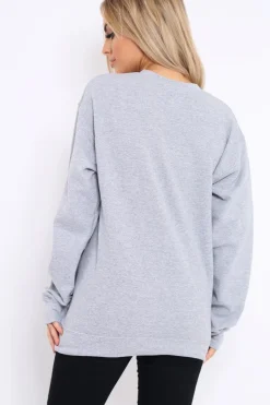 Rebellious Fashion Grey L'amour Paris Slogan Sweatshirt - Lucy