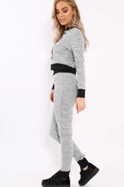 Rebellious Fashion Grey Large Snake Applique Loungewear Set - Evie