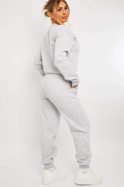 Rebellious Fashion Grey 'Lazy Girls Club' Slogan Joggers - Sahra