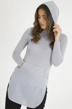 Rebellious Fashion Grey Longline Hoodie - Summer