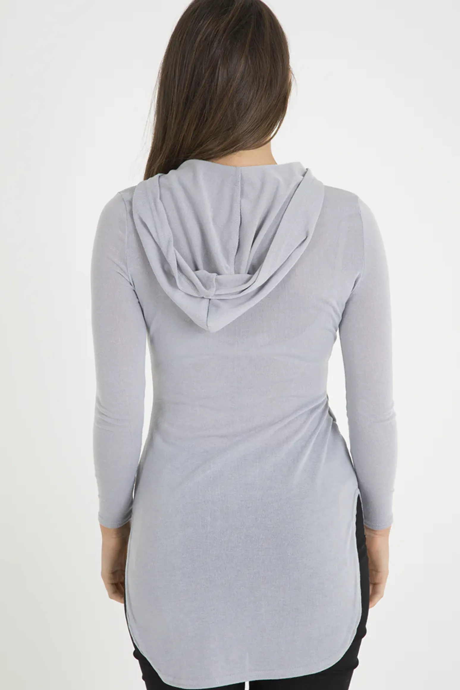 Rebellious Fashion Grey Longline Hoodie - Summer
