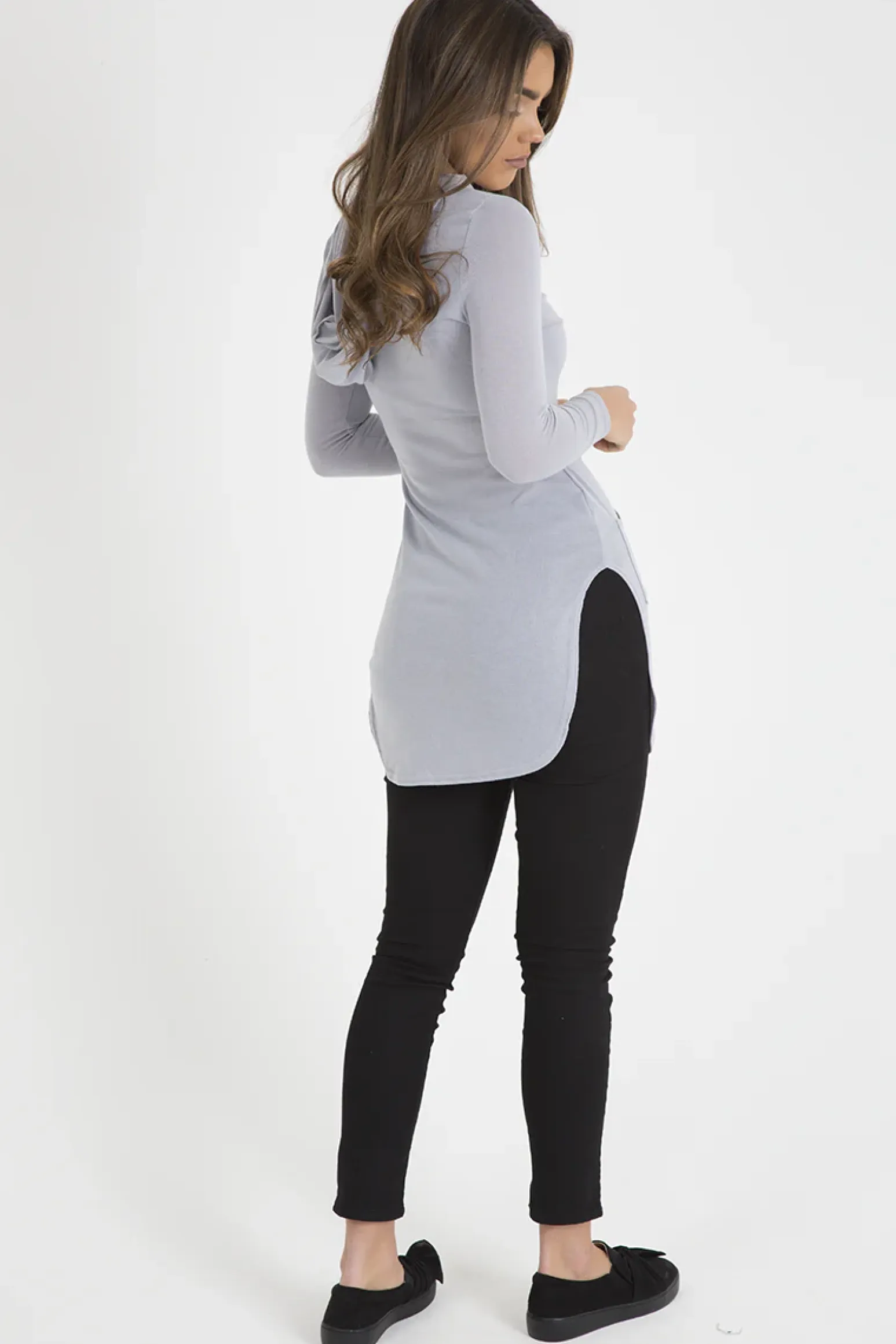 Rebellious Fashion Grey Longline Hoodie - Summer