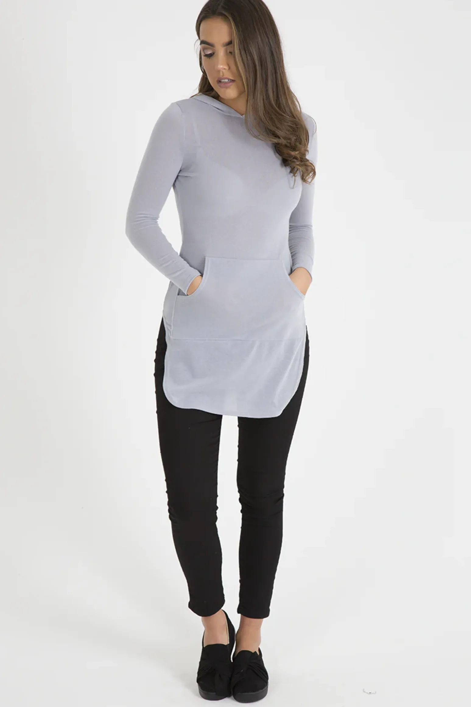 Rebellious Fashion Grey Longline Hoodie - Summer