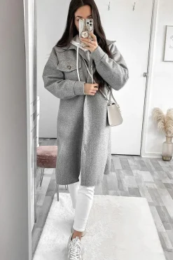 Rebellious Fashion Grey Longline Oversized Shacket - Sasha