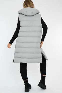 Rebellious Fashion Grey Longline Side Zip Gilet - Ilisha