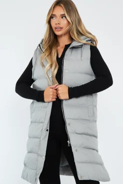 Rebellious Fashion Grey Longline Side Zip Gilet - Ilisha