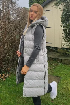 Rebellious Fashion Grey Longline Side Zip Gilet - Ilisha