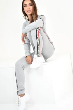 Rebellious Fashion Grey Love Slogan Tape Loungewear Set - Kaisy