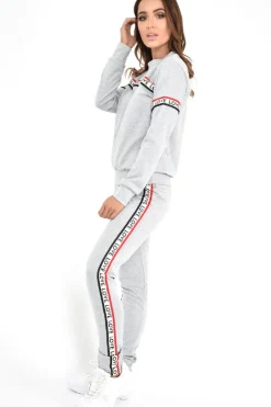 Rebellious Fashion Grey Love Slogan Tape Loungewear Set - Kaisy
