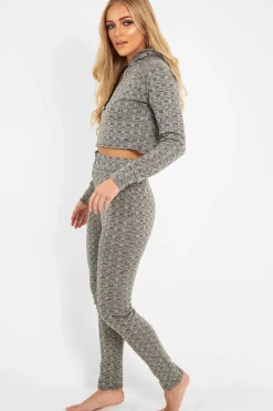 Rebellious Fashion Grey Marl Hooded Loungewear Set - Olevia
