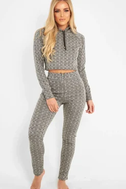 Rebellious Fashion Grey Marl Hooded Loungewear Set - Olevia