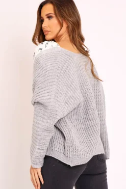 Rebellious Fashion Grey Oversized Chunky Knit Cardigan - Courtney