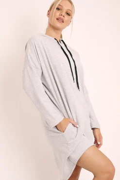 Rebellious Fashion Grey Oversized Hoodie Jumper Dress - Mariah