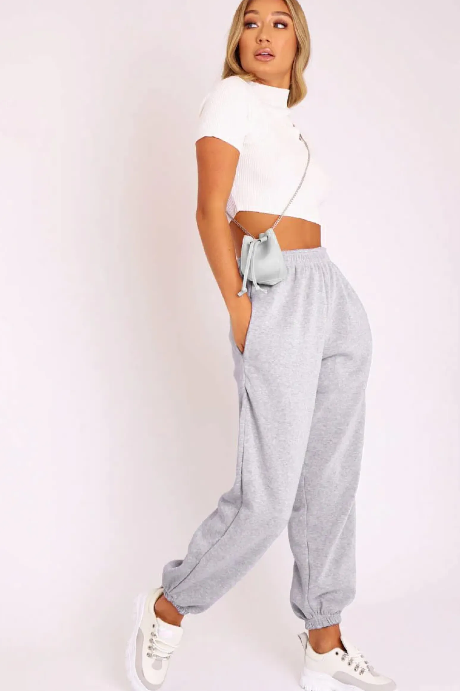 Rebellious Fashion Grey Oversized Joggers - Erica