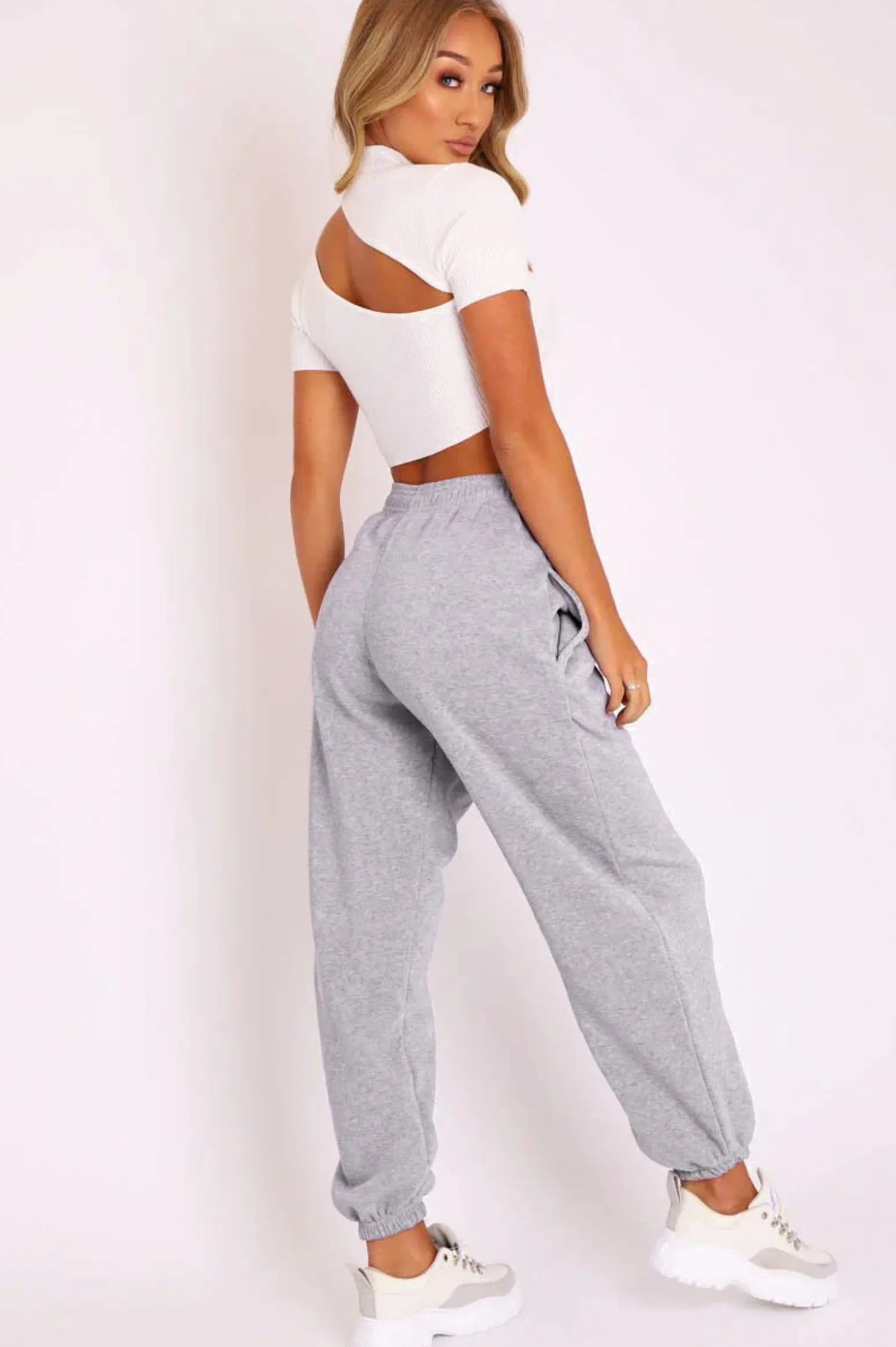 Rebellious Fashion Grey Oversized Joggers - Erica
