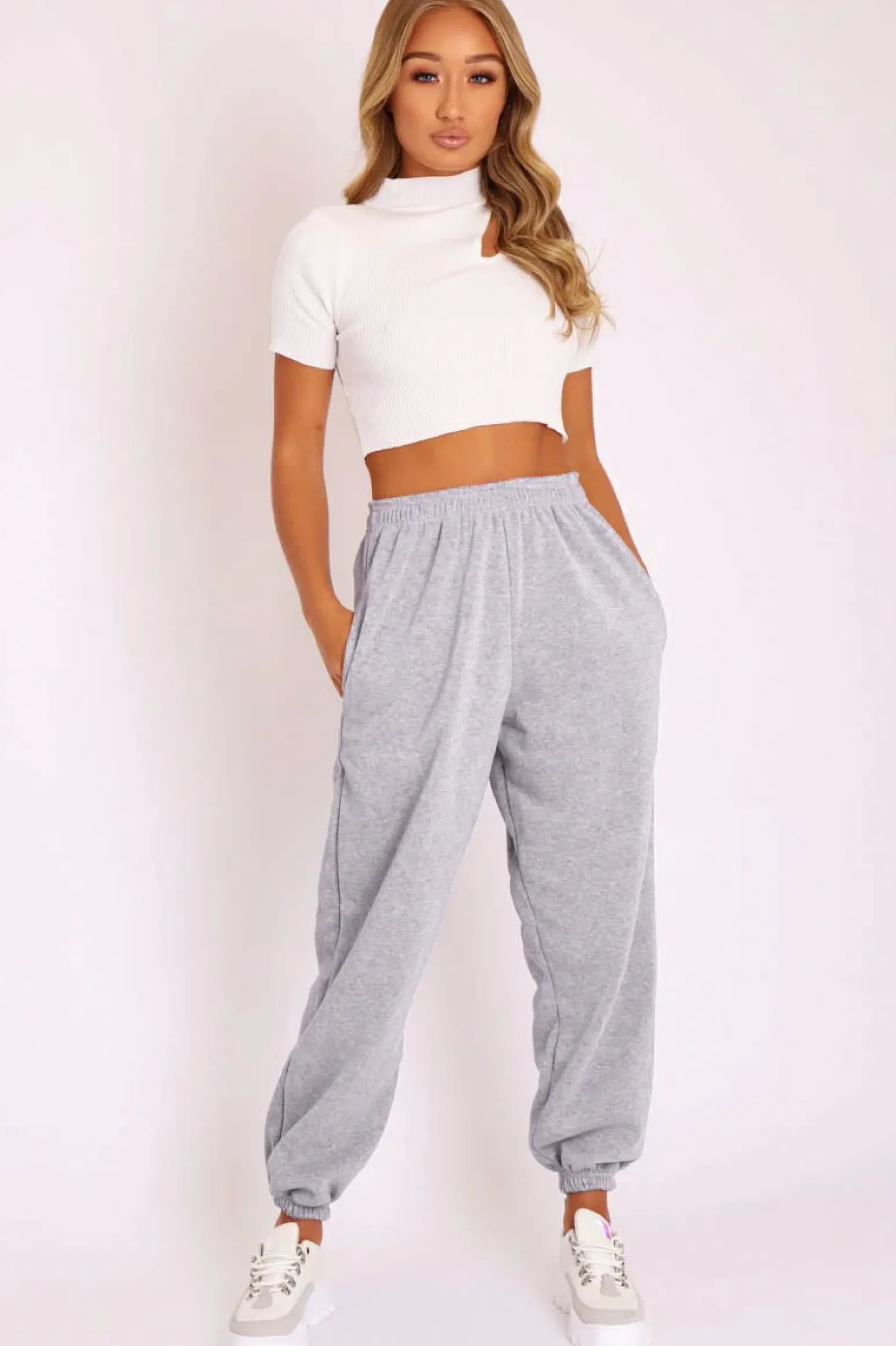Rebellious Fashion Grey Oversized Joggers - Erica