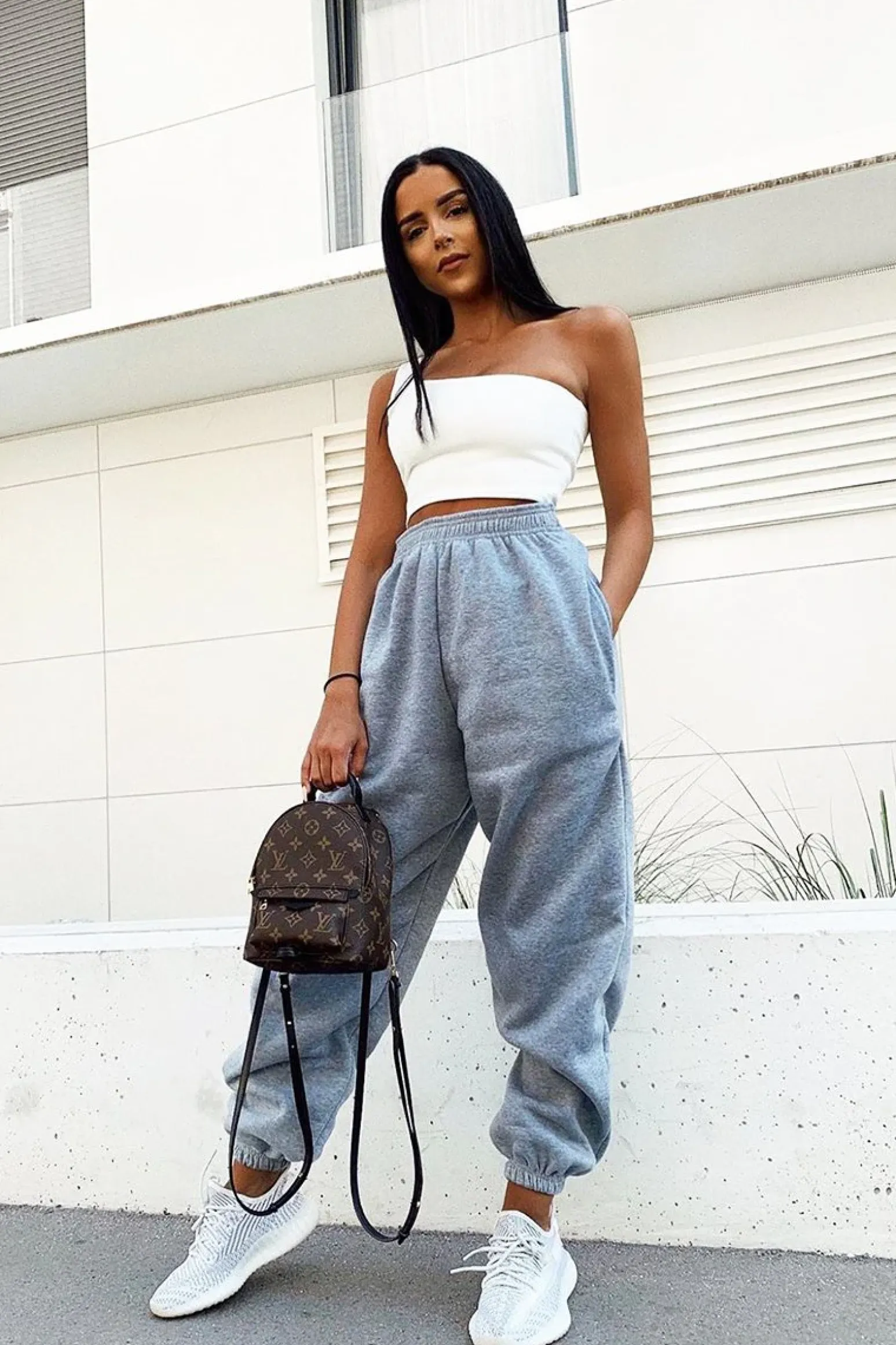 Rebellious Fashion Grey Oversized Joggers - Erica