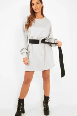 Rebellious Fashion Grey Oversized Jumper Dress - Oaklee