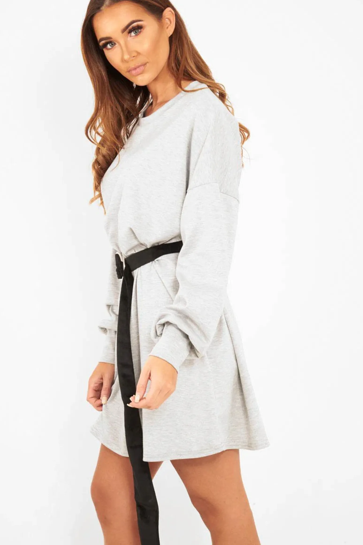 Rebellious Fashion Grey Oversized Jumper Dress - Oaklee