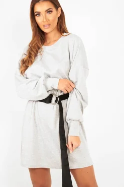 Rebellious Fashion Grey Oversized Jumper Dress - Oaklee