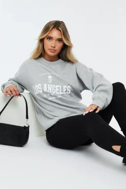 Rebellious Fashion Grey Oversized Los Angeles Sweatshirt - Lyde