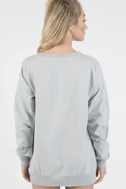 Rebellious Fashion Grey Oversized Ruched Sleeve Jumper Dress - Hayley