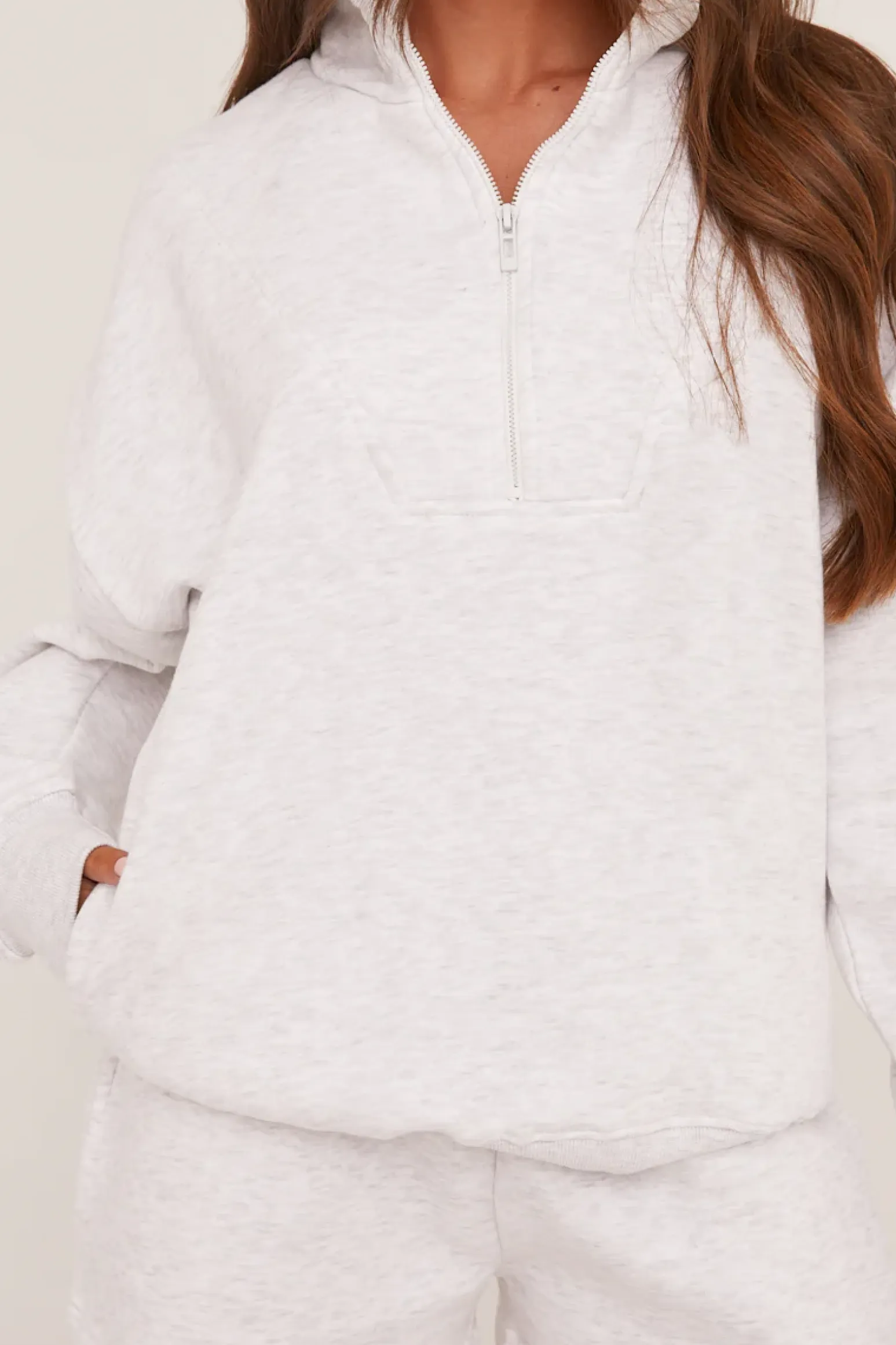 Rebellious Fashion Grey Oversized Zip Front Sweatshirt & Mini Shorts Co-ord Set - Adriana