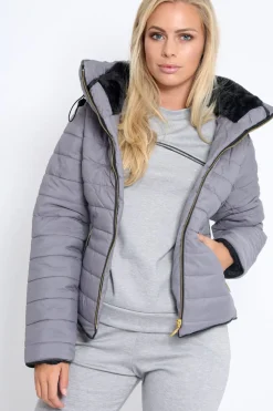 Rebellious Fashion Grey Padded Coat - Zara