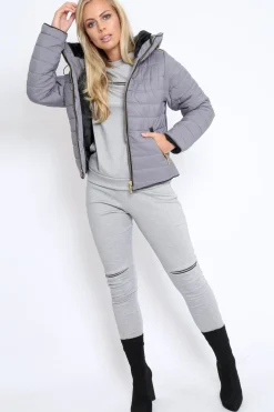 Rebellious Fashion Grey Padded Coat - Zara