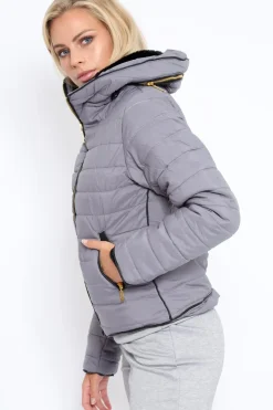 Rebellious Fashion Grey Padded Coat - Zara