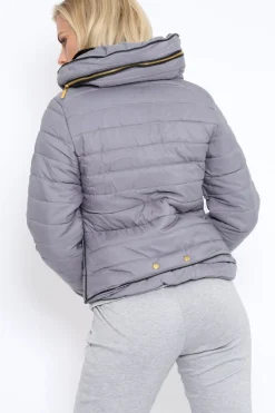 Rebellious Fashion Grey Padded Coat - Zara