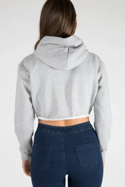 Rebellious Fashion Grey Part Time Mermaid Slogan Cropped Hoodie - Lora