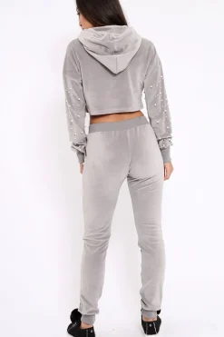 Rebellious Fashion Grey Pearl Loungewear Set - Karah