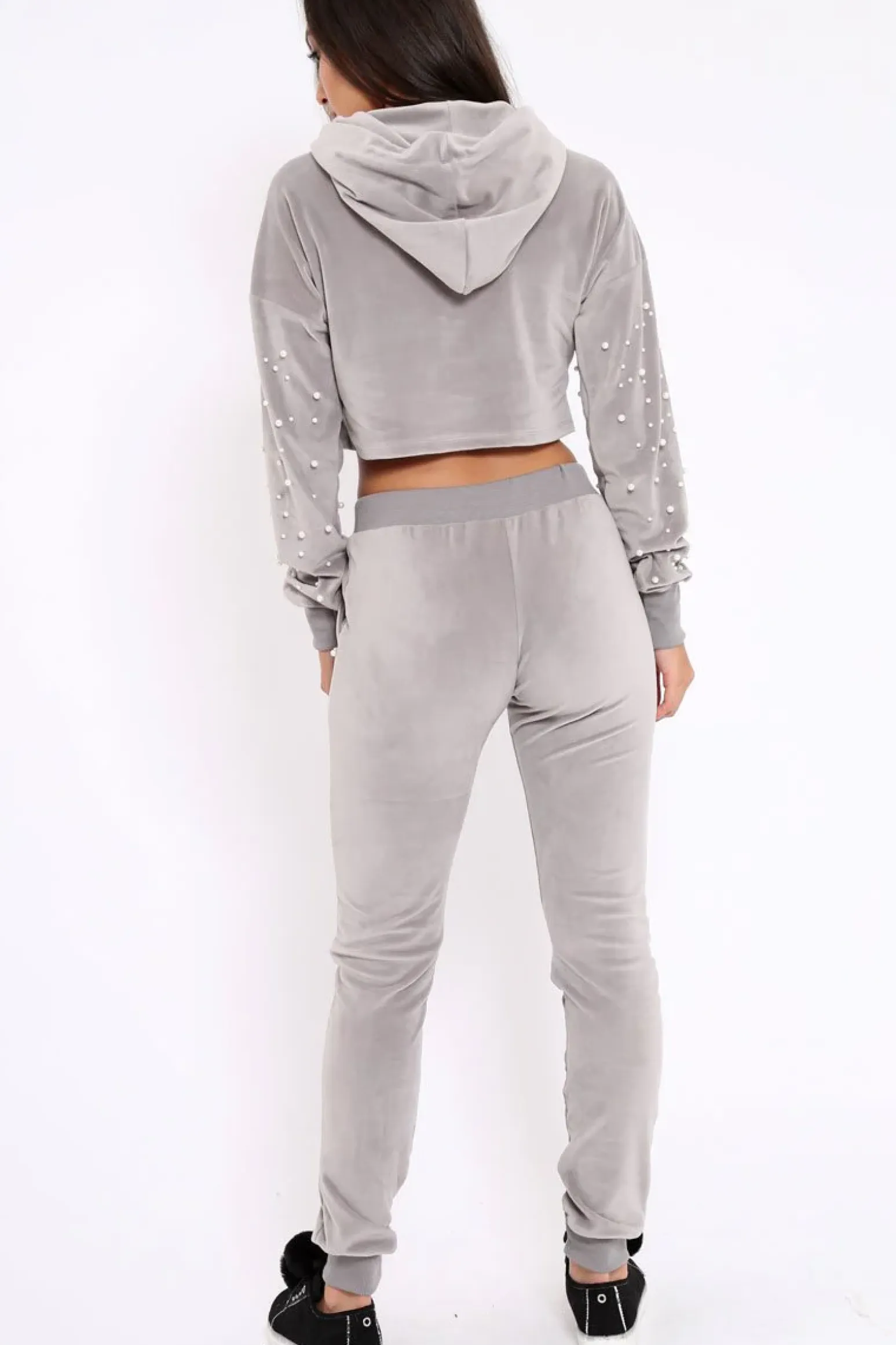 Rebellious Fashion Grey Pearl Loungewear Set - Karah