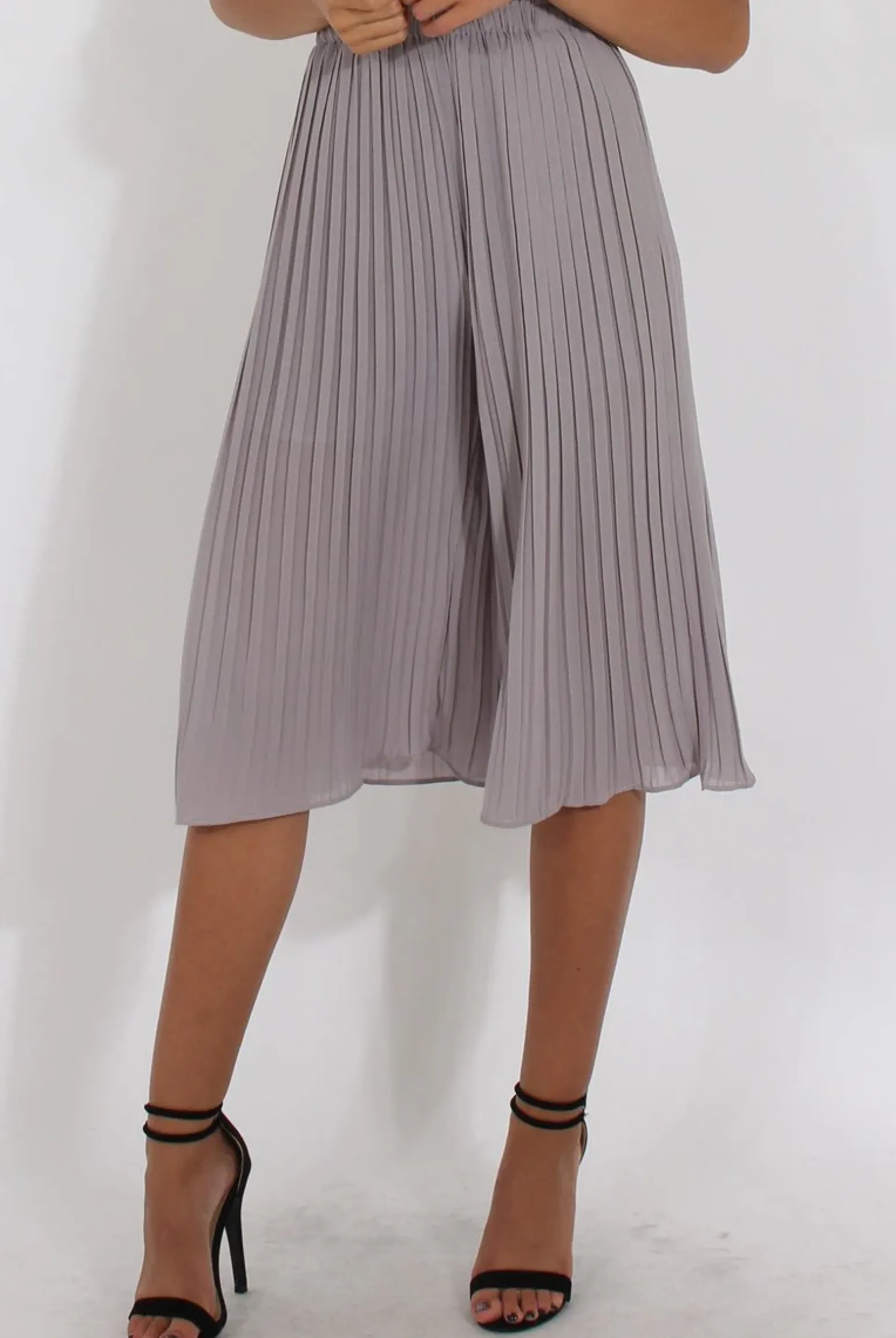 Rebellious Fashion Grey Pleated High Waisted Culottes - Audrey